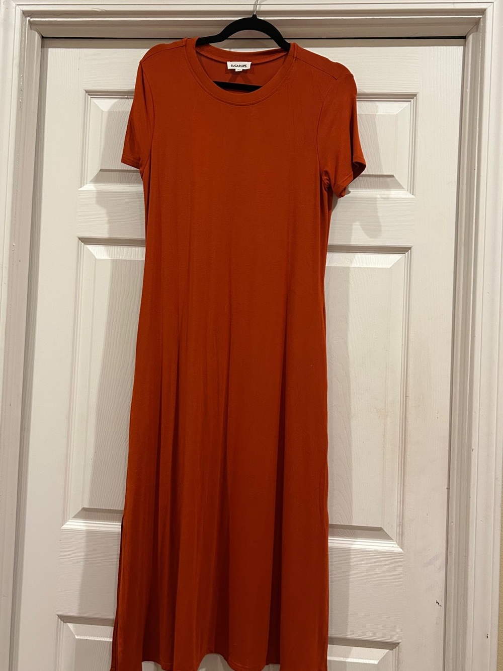 Rust Short-Sleeve Maxi Dress